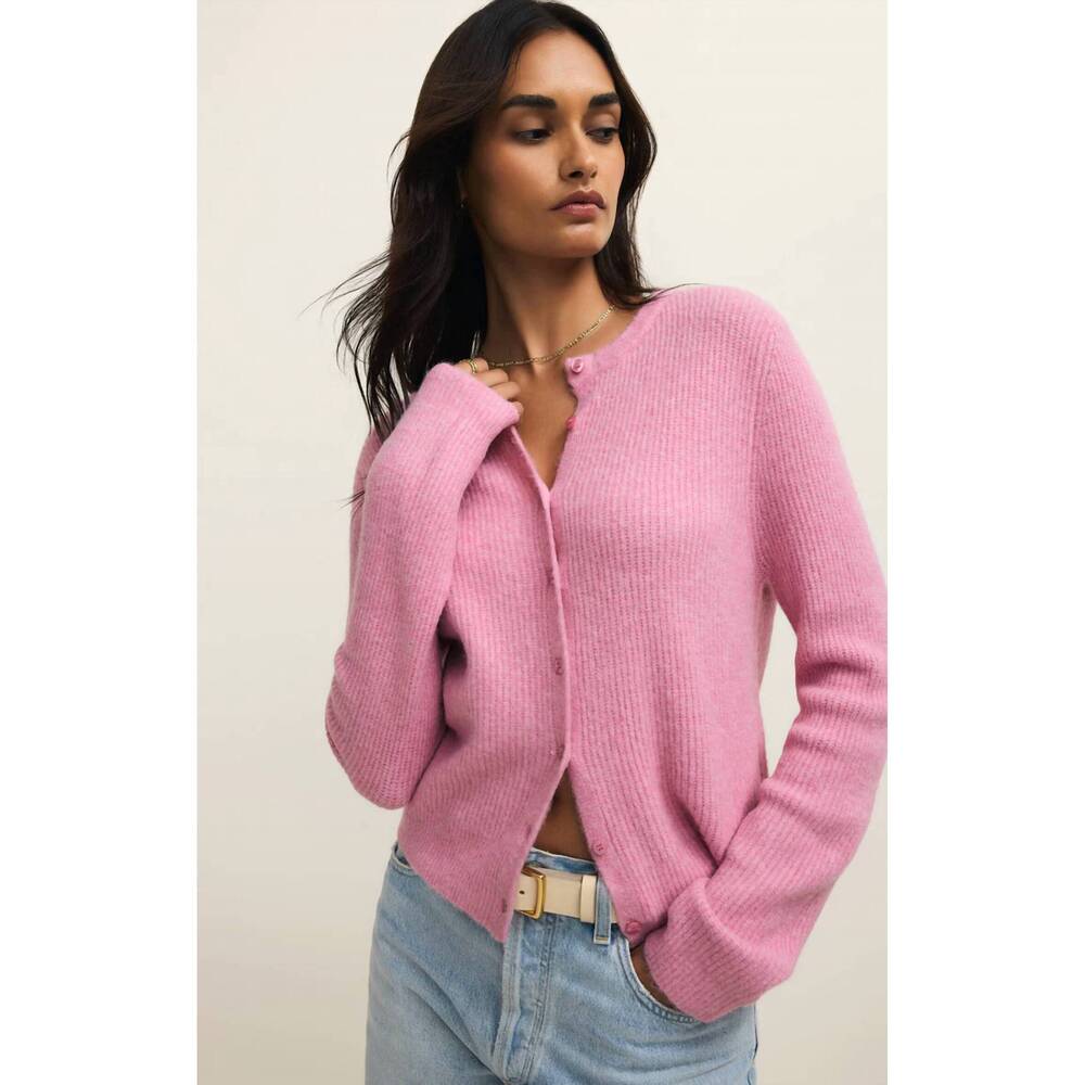 NEW Z SUPPLY medina cozy rib cardigan in pink crush - Picture 3 of 5